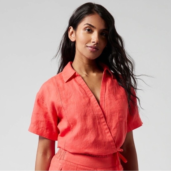 Athleta NWT Linen Playa Tie Top - Picture 1 of 7